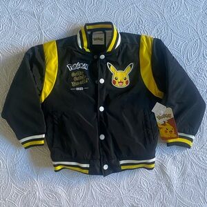 NWT Pokemon Black and Yellow Pikachu Varsity Jacket
